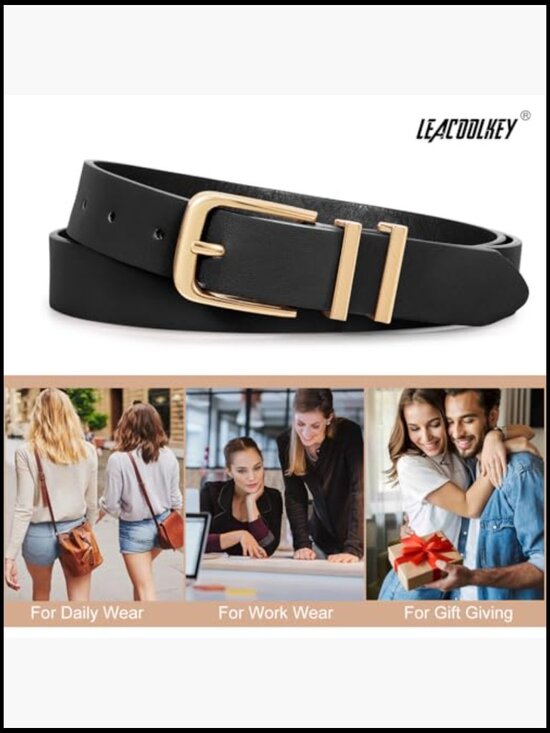 3 Pack Women\'s Faux Leather Belts with Gold Buckle for Jeans and Dress Pants main image 4